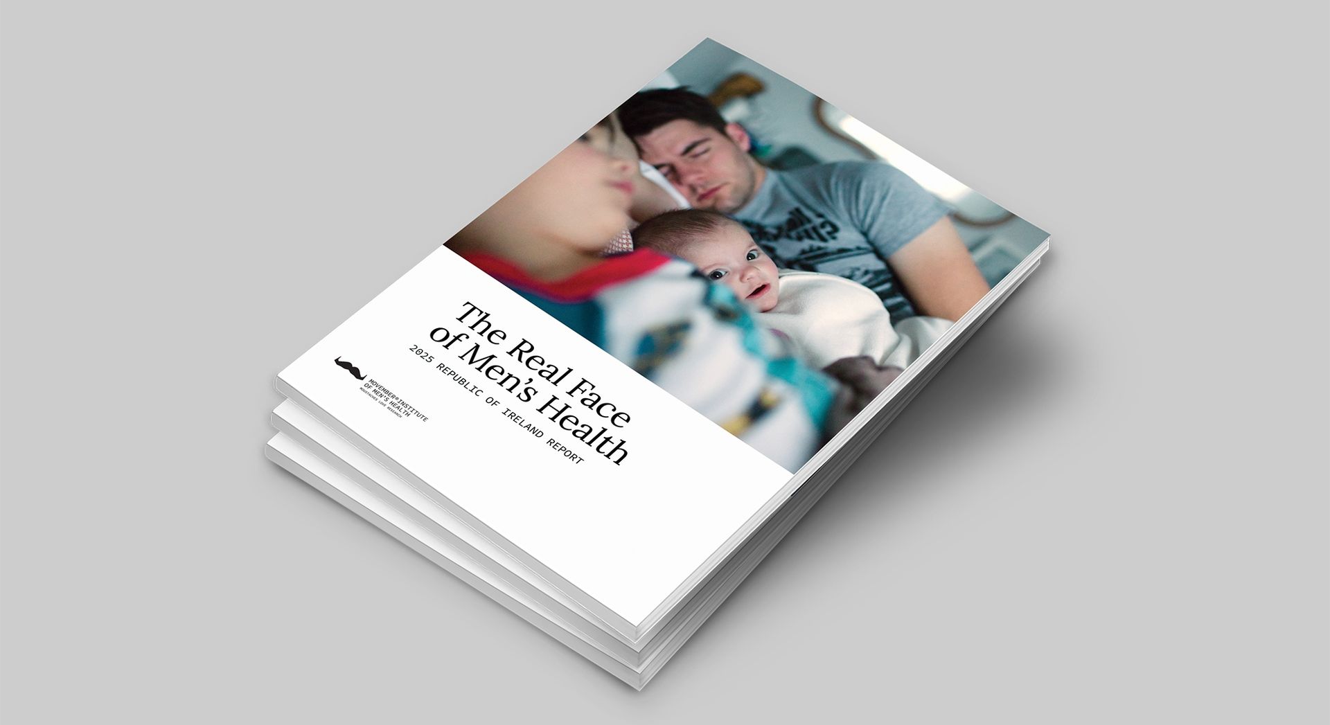 Photo of a physical copy of the Irish Movember Real Face of Men's Health report.